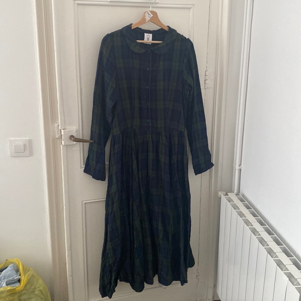 Son de Flor Green and Blue Plaid Dress